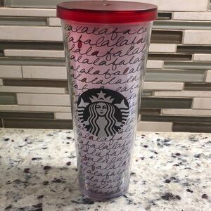 Starbucks Used Falala 24 oz Christmas Holiday Tumbler Cup 2016
